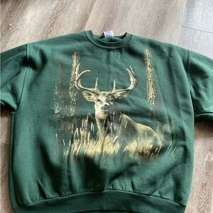 Vintage Green Deer Print Men's Sweater